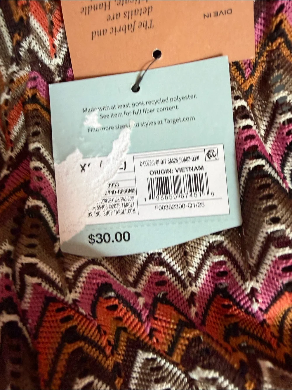 Swimsuit cover up-Chevron Print Stretch Waist Pants - Pink, Orange, Black